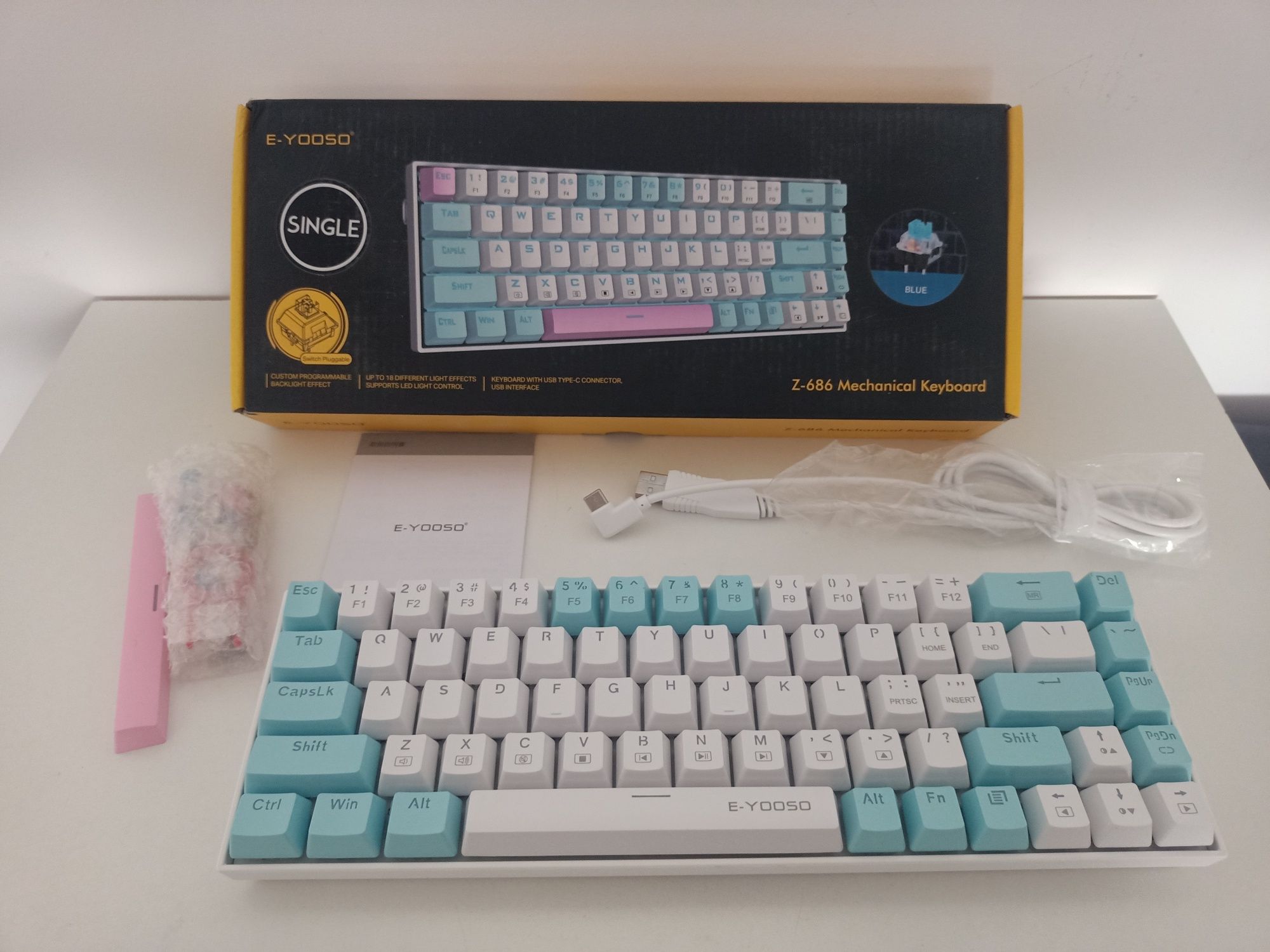 E-YOOSO Z686 USB Mini Mechaniczna klawiatura przewodowa 68 klawiszy