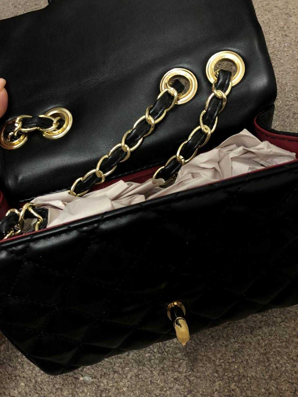 Женская сумка Chanel Classic Черная Шанель эко кожа на цепочках