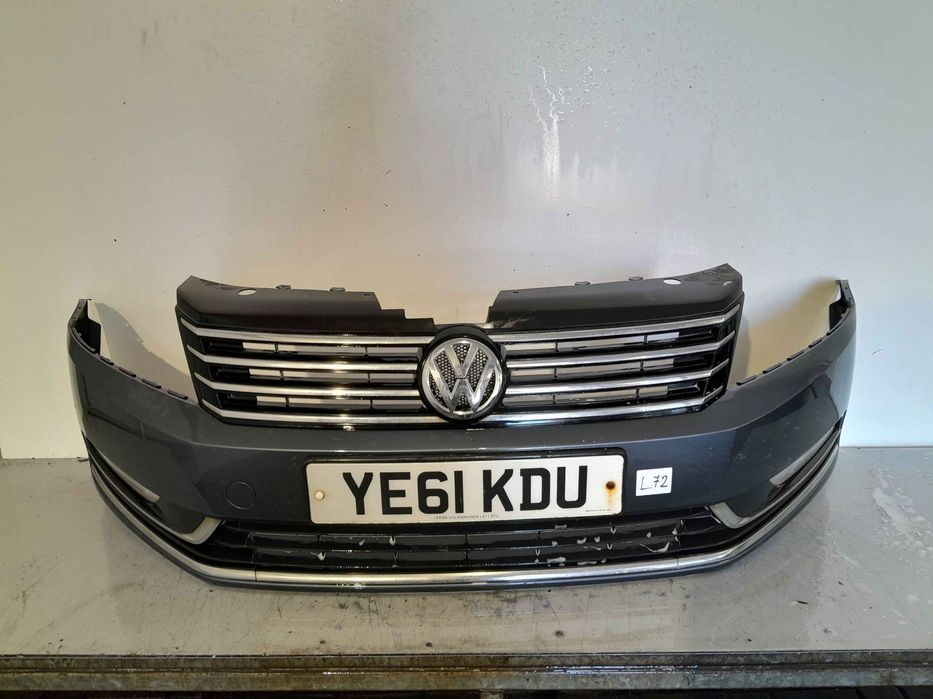+ ZDERZAK PRZÓD PRZEDNI VW VOLKSWAGEN PASSAT B7 LK7X SZARY GRAFITOWY HALOGENY
