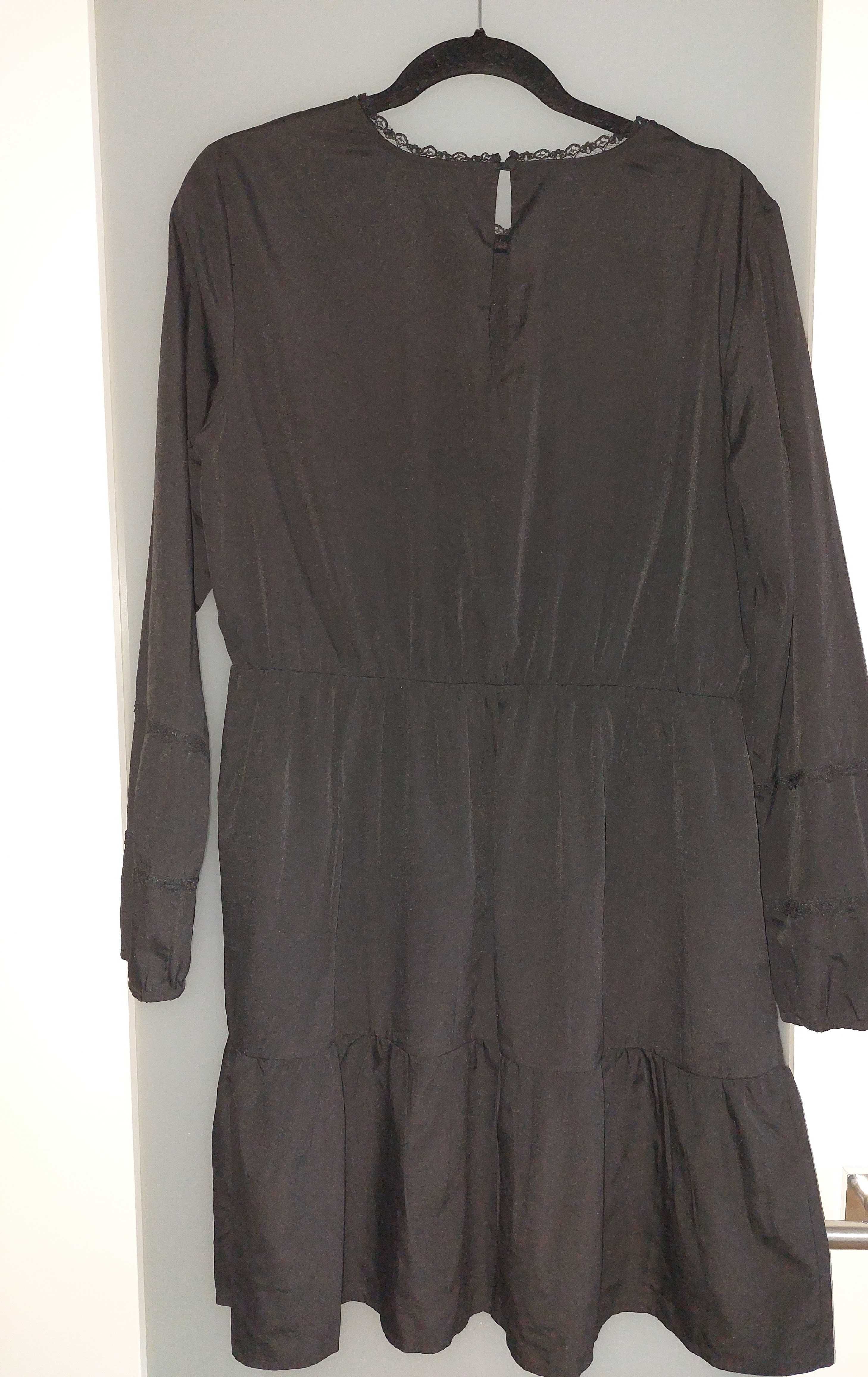 Czarna sukienka falbana koronka VERO MODA 42/XL