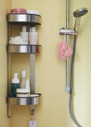 IKEA .Угловые настенные полки в ванную из нержавеющей стали BROGRUND .