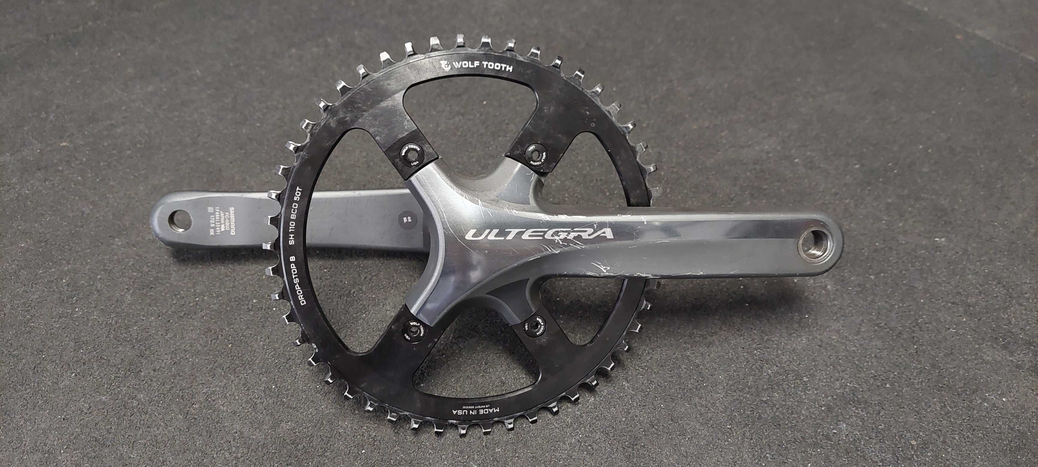 Conjunto de cranques Shimano Ultegra 6800 + prato Wolftooth 1x