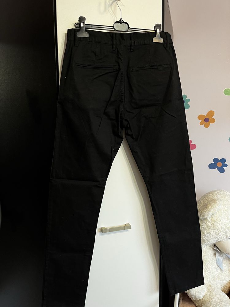 czarne spodnie meskie rurki h&m 29 skinny garniturowe eleganckie