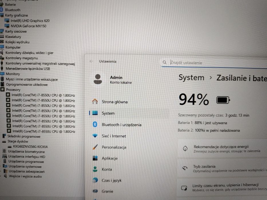 Najmocniejszy Lenovo T480 i7/NVIDIA MX150/16GB RAM/SSD 256GB/idealny