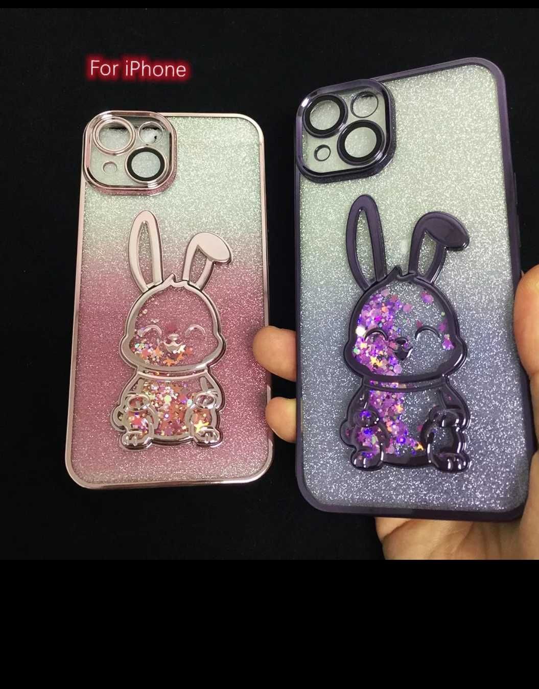 Etui Śliczna brokatowa gwiazda królik etui na iPhone 14 Pro Max