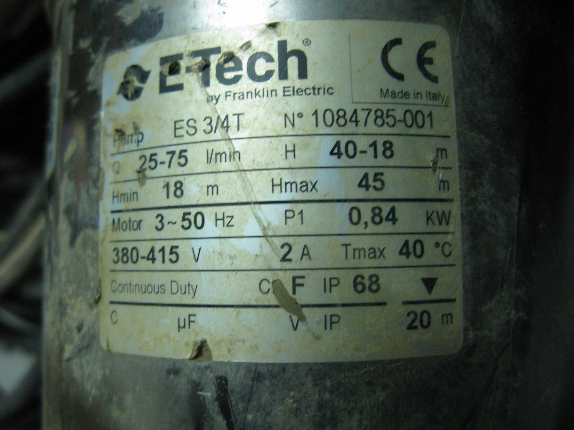 Bomba Submersivel (trifasica) E-Tech - Franklin Electric ES 3/4 T