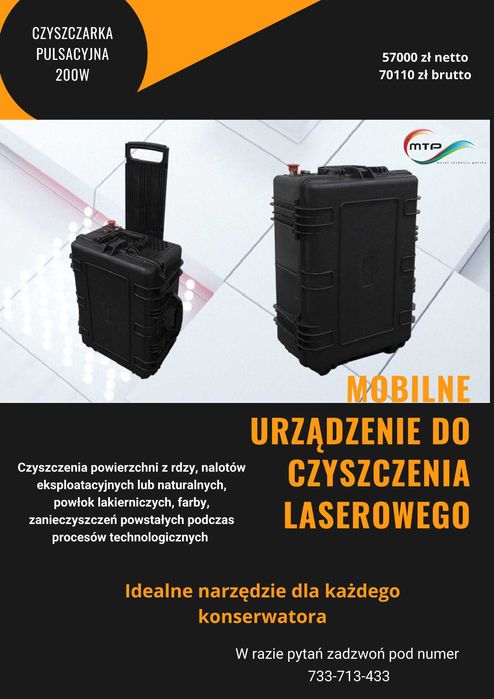 Czyszczarka laserowa mobilna  200W dla konserwatorów