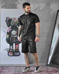 Мужской летний комплект Coolmax футболка + шорты черный мультикам