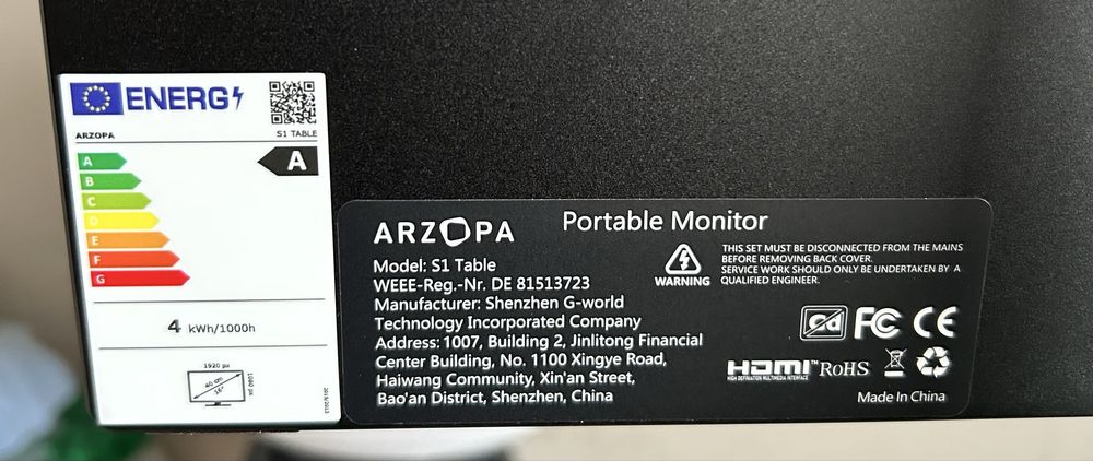 Arzopa S1 Table - 15,6 cala monitor przenosny