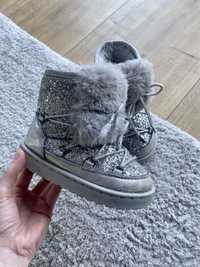 srebrne buty zimowe śniegowce 27