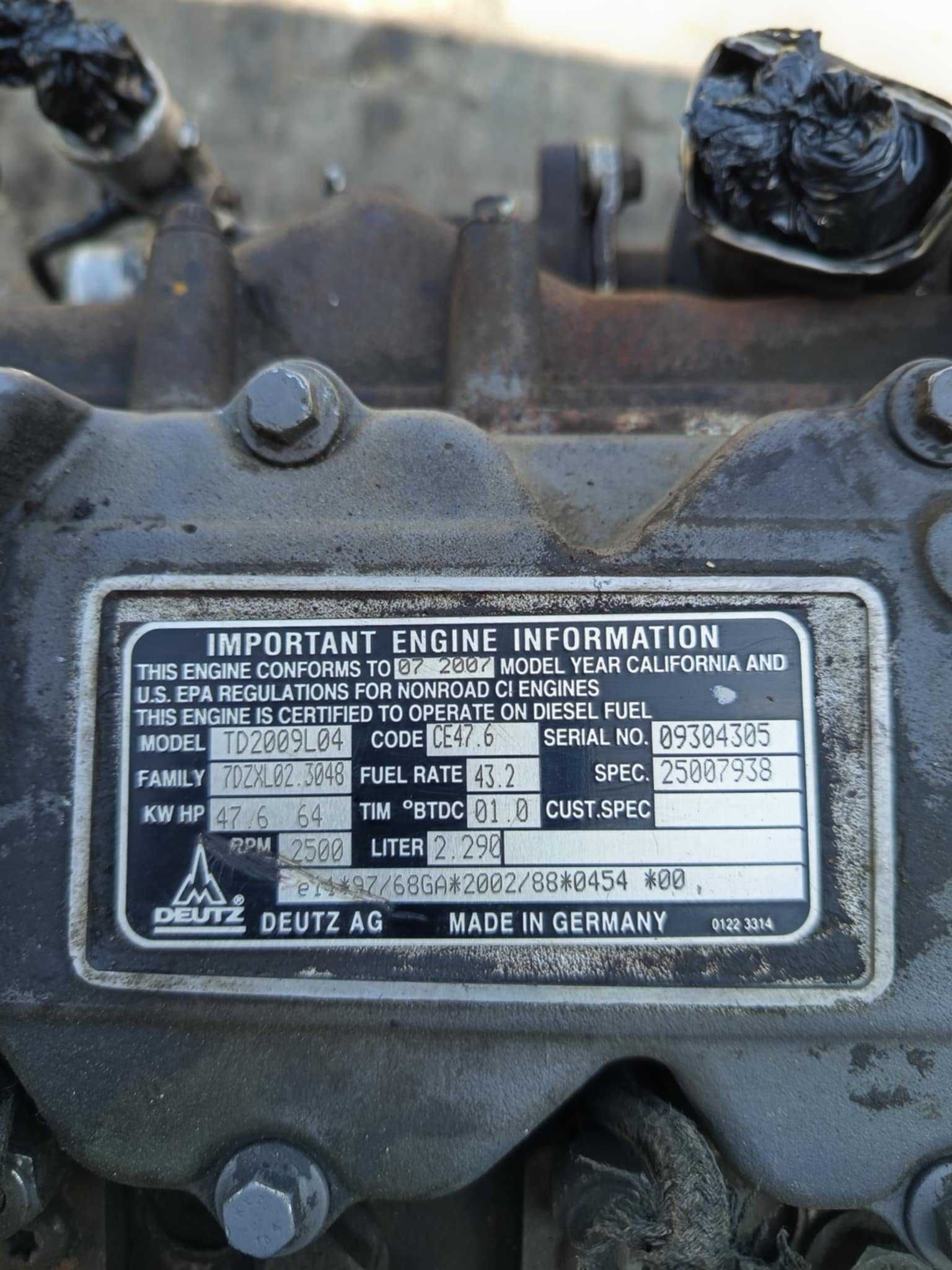 Silnik Deutz TD2009L04 64KM – 2.29L – Sprawny, Niemiecki