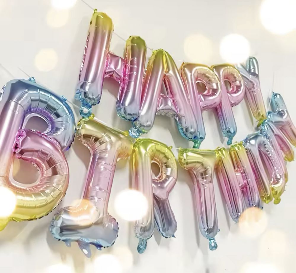 Кульки надувні Happy Birthday різнокольорові