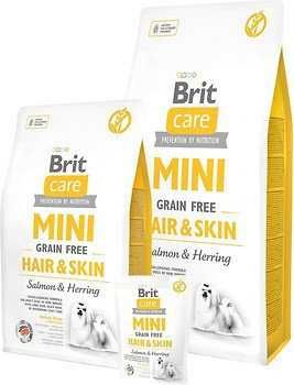 Корм Brit Care Mini Hair&Skin здорова шкіра і шерсть(лосось/оселедець)