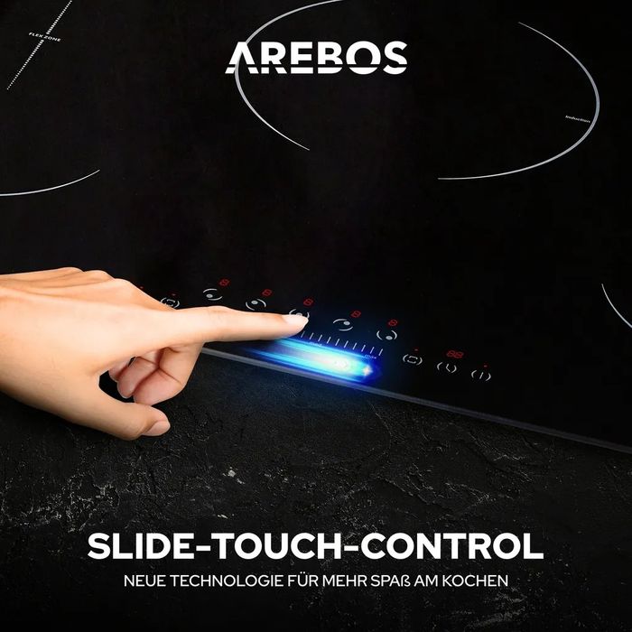 Płyta indukcyjna AREBOS 77 cm | 9800 W, 5 stref, Flex, Timer & Sensor
