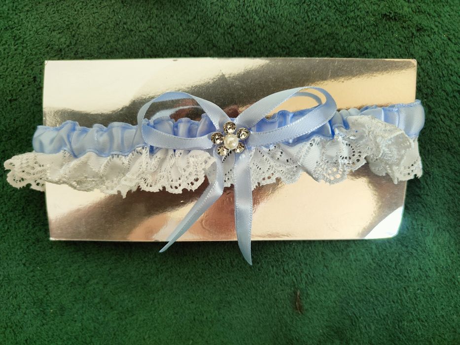 Podwiązka ślubna niebieska