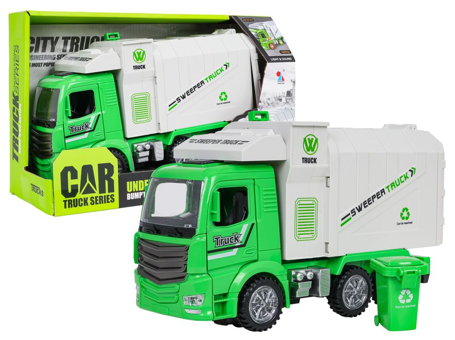 Śmieciarka Z Funkcją Świateł I Dźwięku Zielona