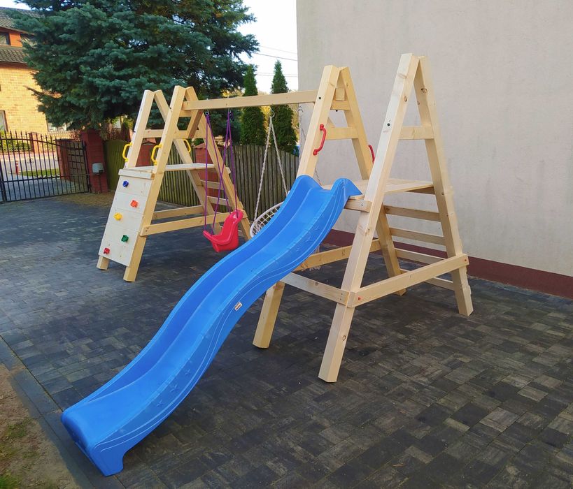 Plac Zabaw do Ogrodu OLAF2.0 2HuśrtawkiŚLIZGŚciankaDrewnoCertyfikowane