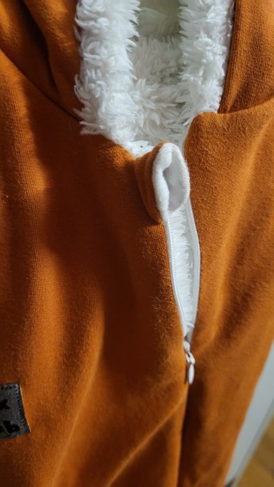 Kombinezon 68 pajacyk lisek dla niemowląt kaptur uszka suwak rudy