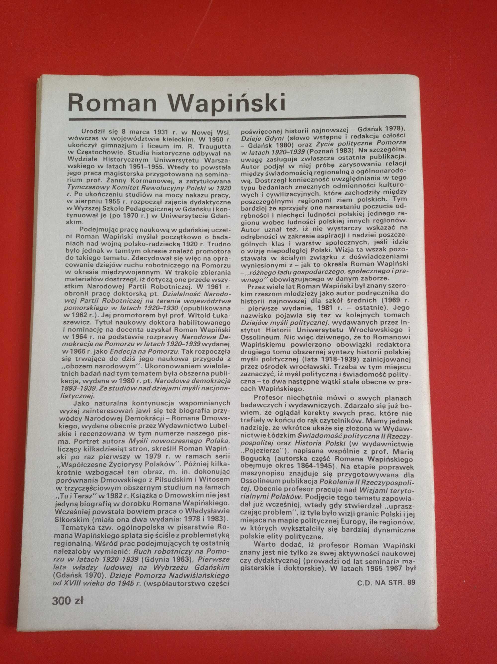 Nowe książki, nr 6 czerwiec 1989, Roman Wapiński