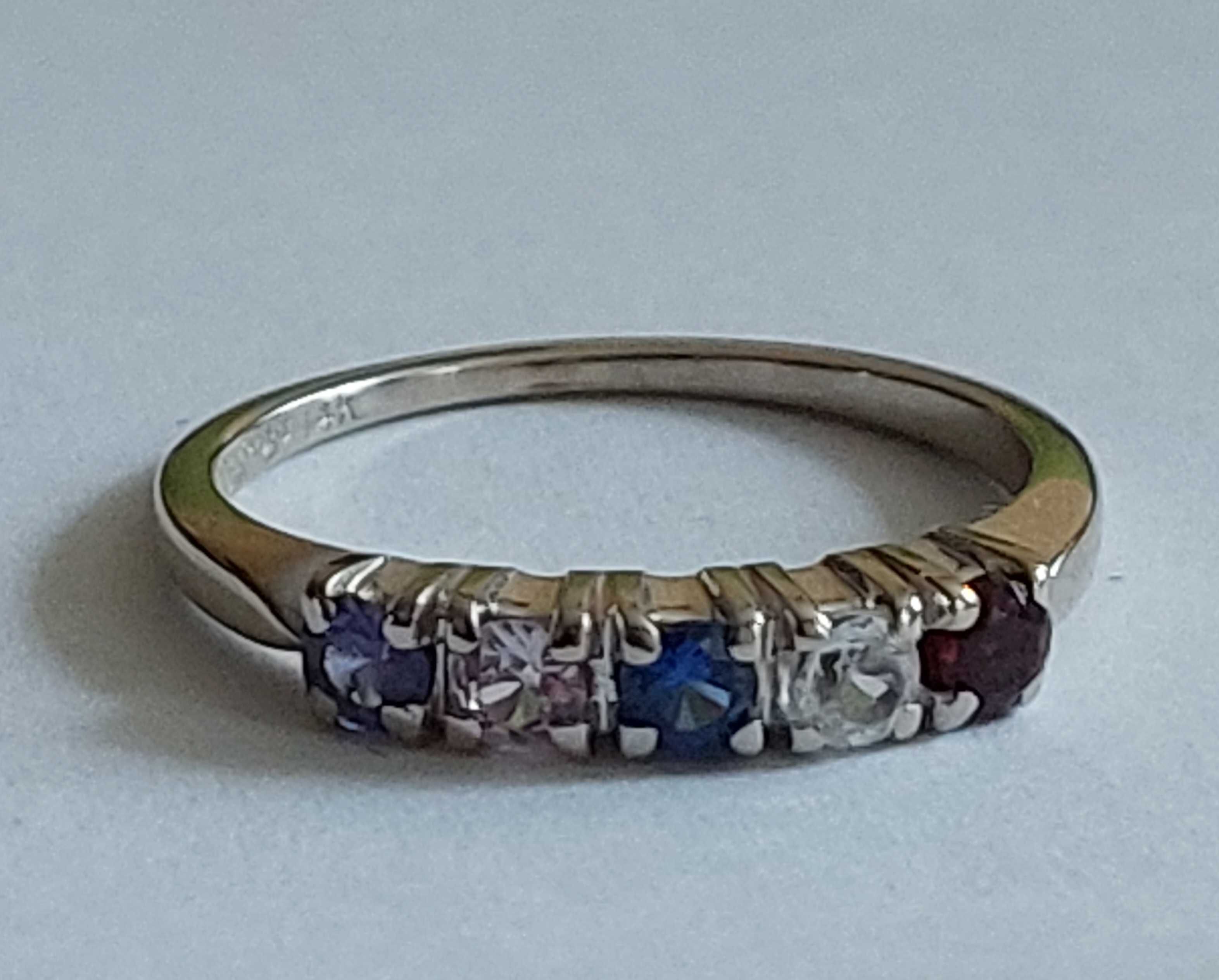 Pierścionek Damski Złoto 585 Tanzanite, Szafir, Granat