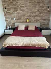 Cama de casal wenge + colchão + 2 cabeceiras