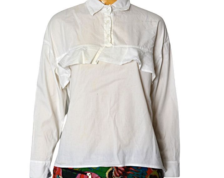 Włoska bawełniana bluzka asymetryczna falbany l xl xxl 40 42 44
