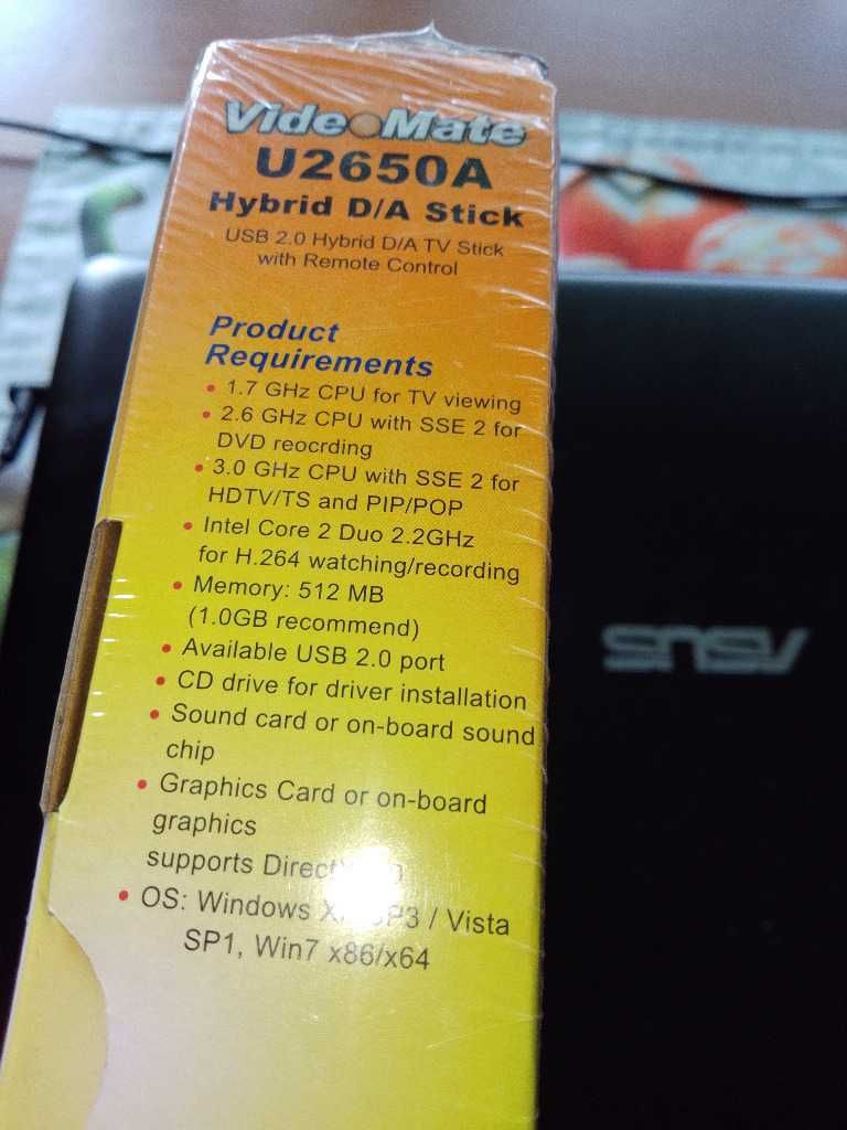 Zafoliowany UNIWERSALNY TUNER TV Vide Mate U2650A Hybrid D/A Stick