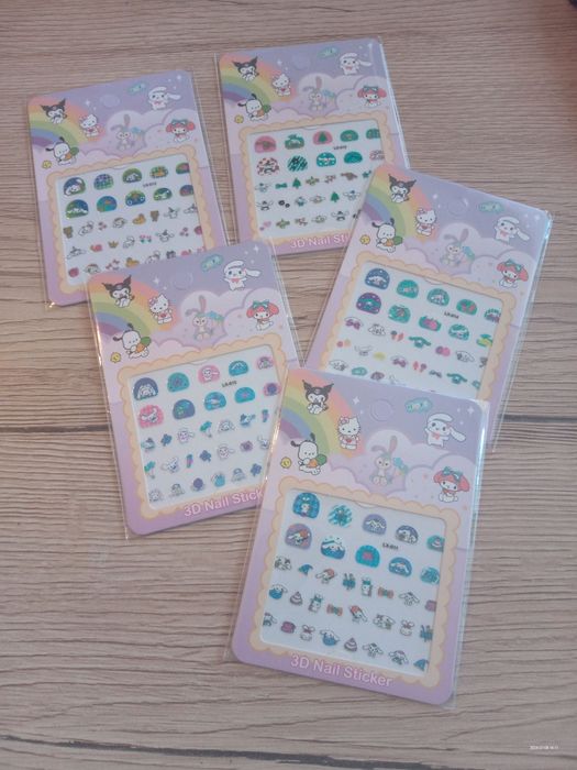 5 arkuszy naklejki dla dzieci na paznokcie cinnamoroll