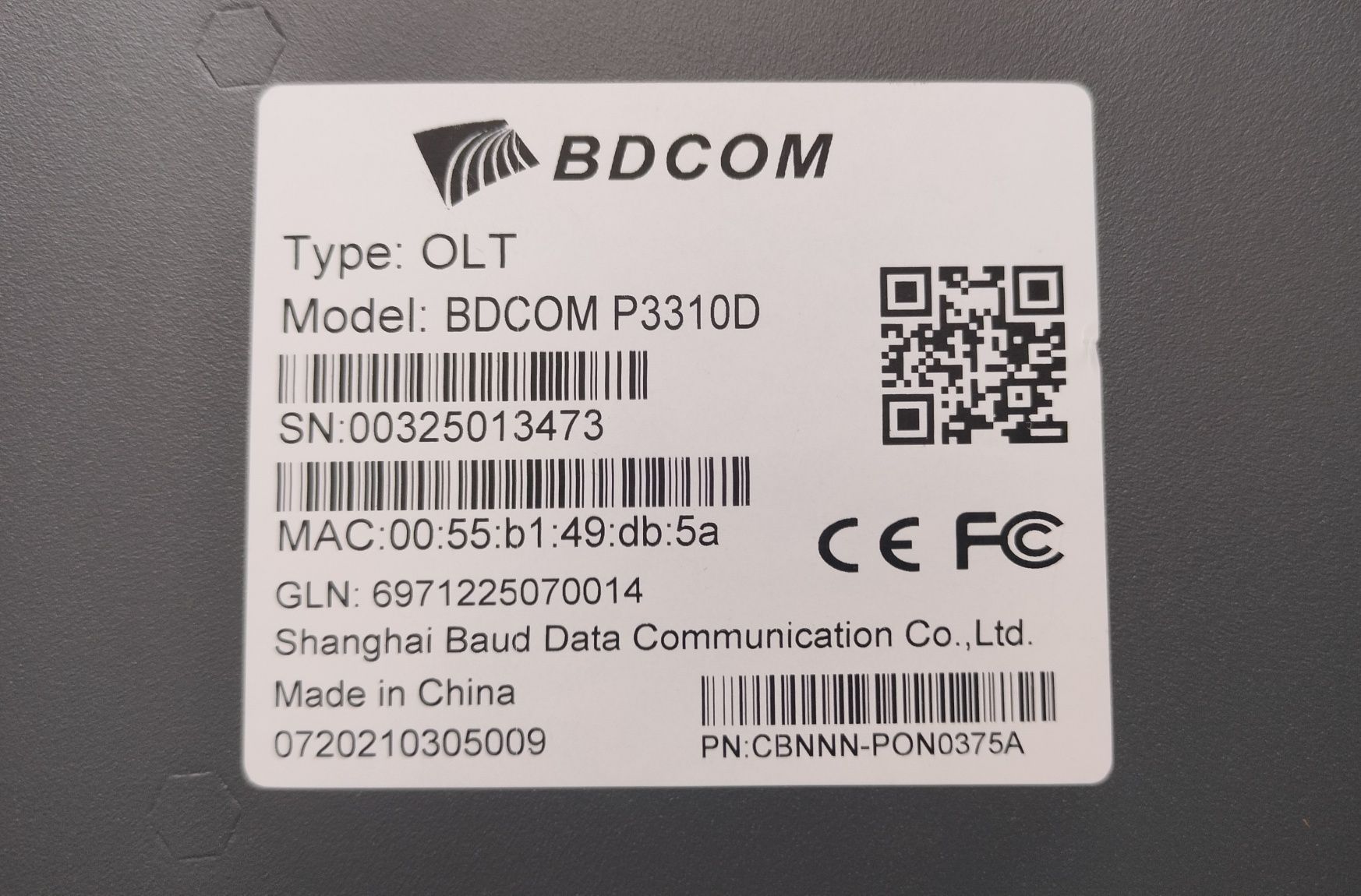 Коммутатор Gepon OLT BDCOM P3310D