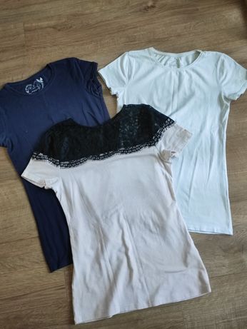 3 koszulki bawełniane T-shirt, Primark,H&M, rozmiar S
