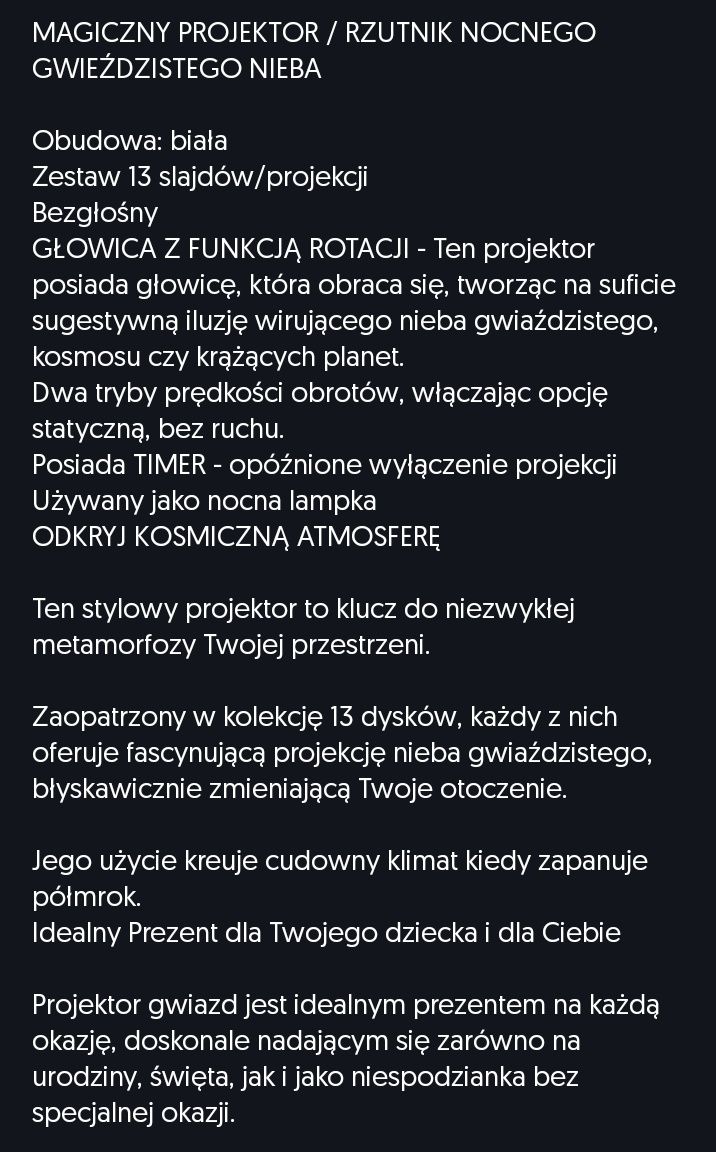 Sprzedam projektor gwiazd  nowy Galaxy