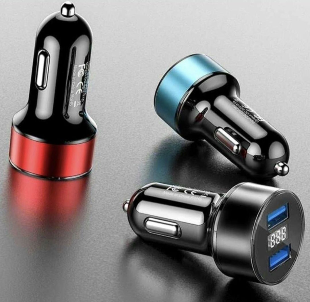 ładowarka samochodowa 2× USB 4,8A 12w/24w z LCD woltomierzem
