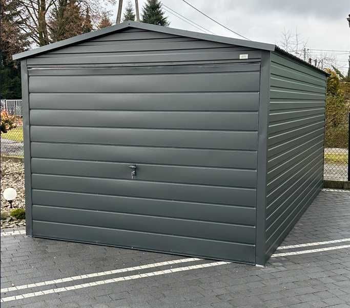 Garaż blaszany wzmocniony ocynkowany drewnopodobny 4x4 + wiata 4x4