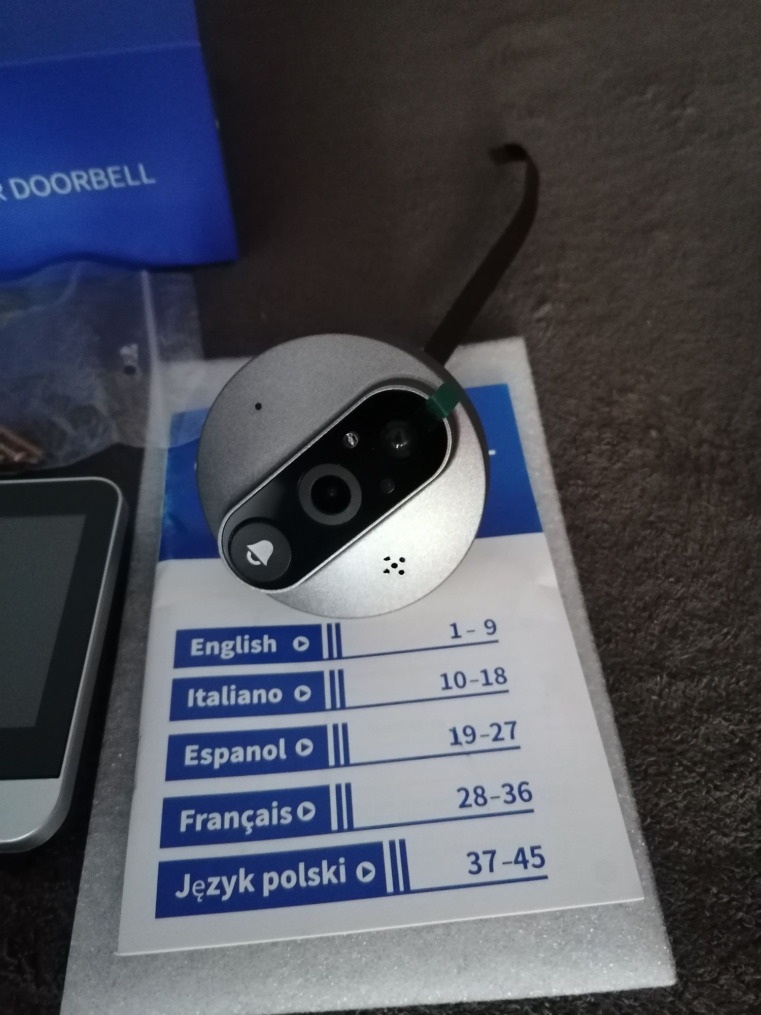 Wizjer wifi z kamerą wyświetlaczem lcd czujnikiem pir i dzwonkiem.