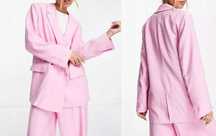 (42/XL) Ekskluzywna, różowa marynarka oversize z Londynu, NOWA