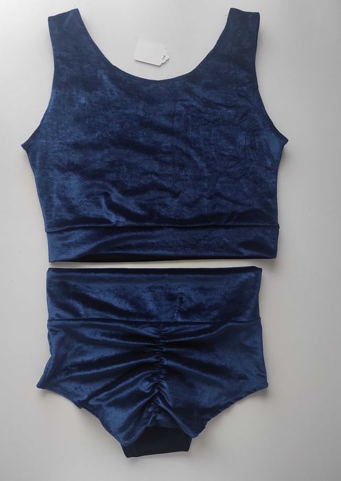 Strój pole dance granat welurowy  komplet do tańca twerk 120 zł