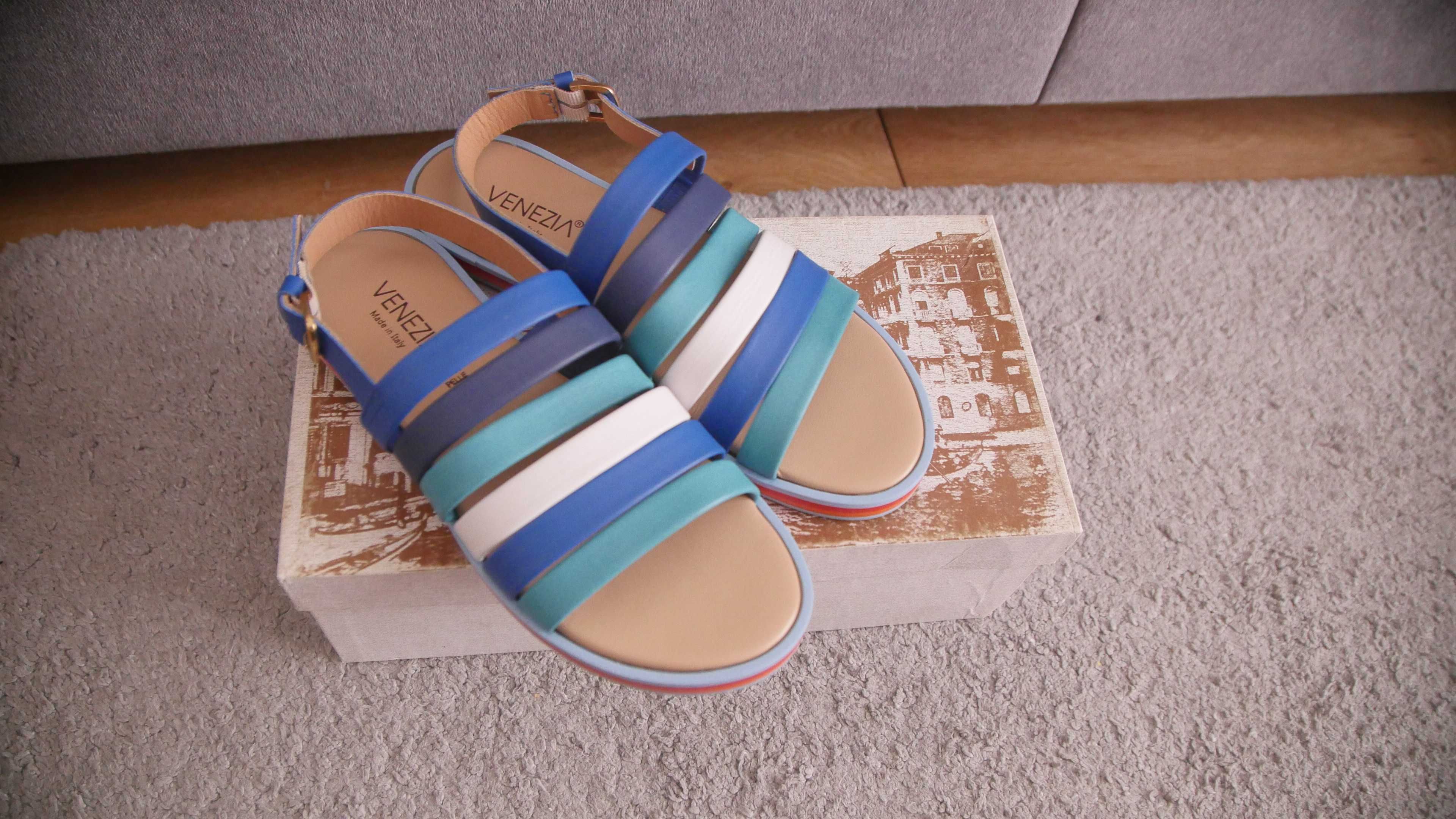 Sandały skórzane VENEZIA 35 (23 cm.) - Nowe.
