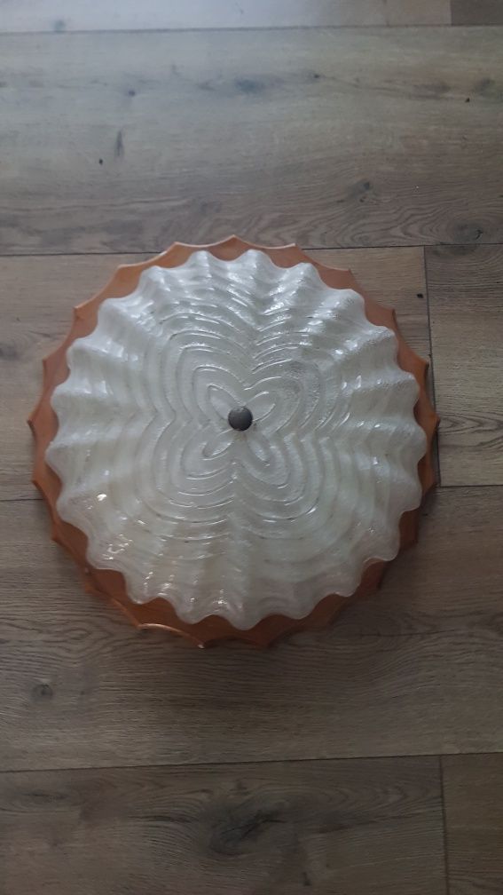 Lampa plafon szkło drewno