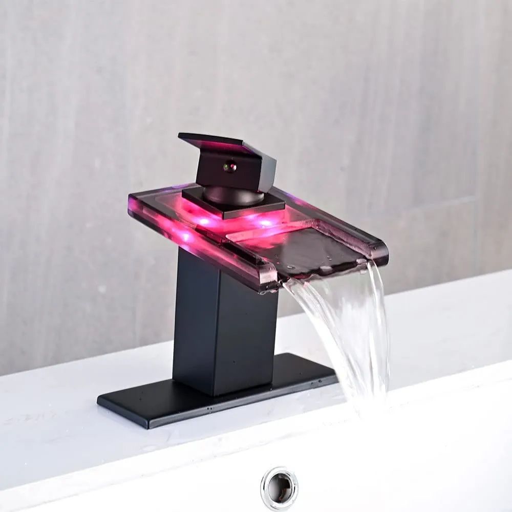 Bateria umywalkowa led wodospad czarny mat