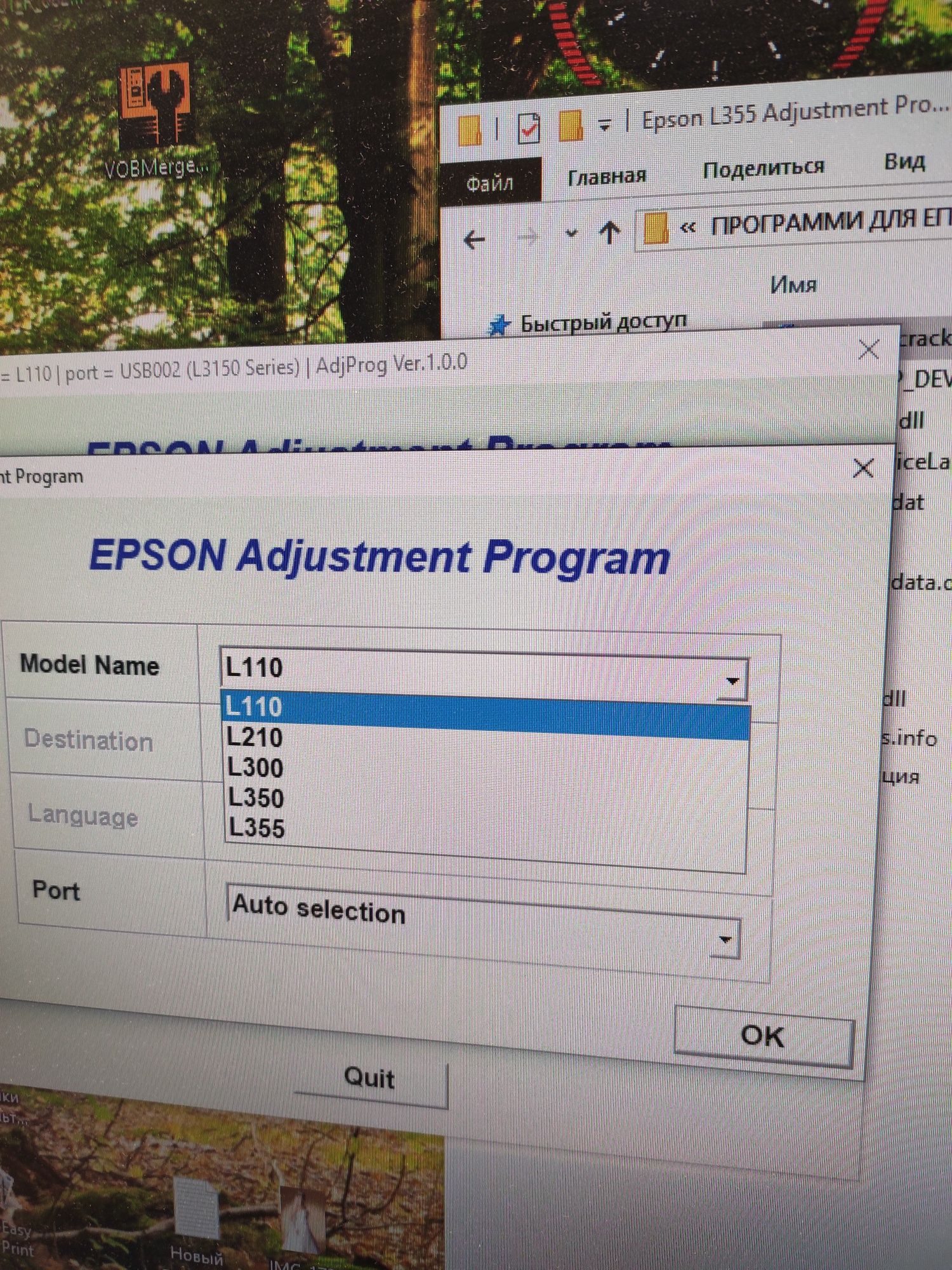 Скидання памперса принтерів,Програма Adjustment epson