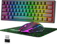 Zestaw bezprzewodowa klawiatura T61 mysz do gier 60%  3800mAh LED