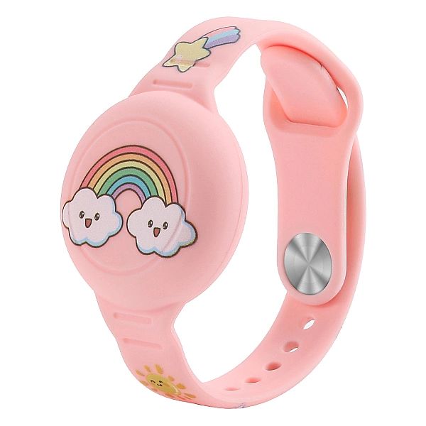 Opaska etui na AirTag silikonowa bransoletka na rękę dla dziecka - róż