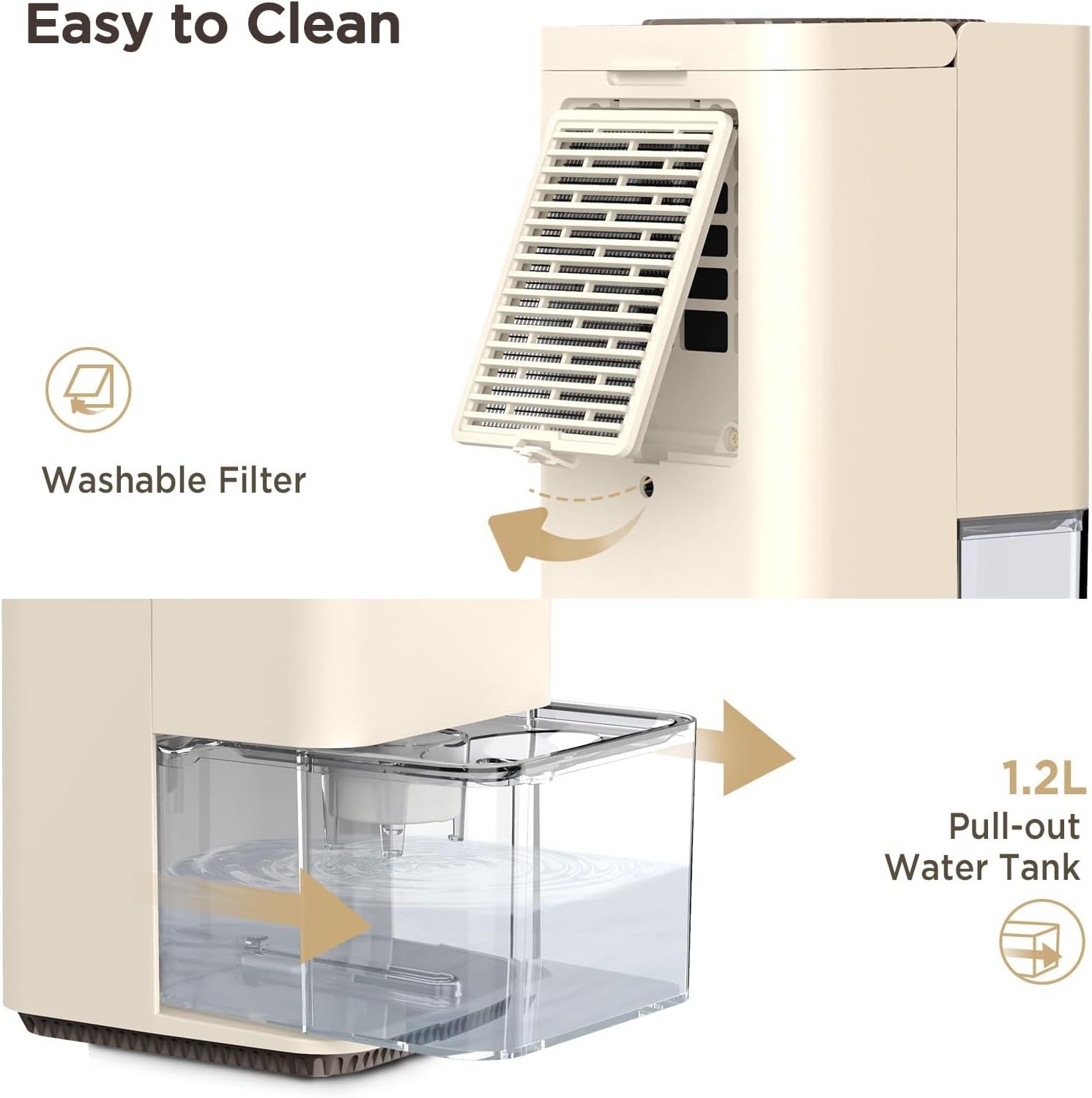 EasyAcc KW-CS01 Elektryczny osuszacz powietrza 1200ml ultra cichy beż