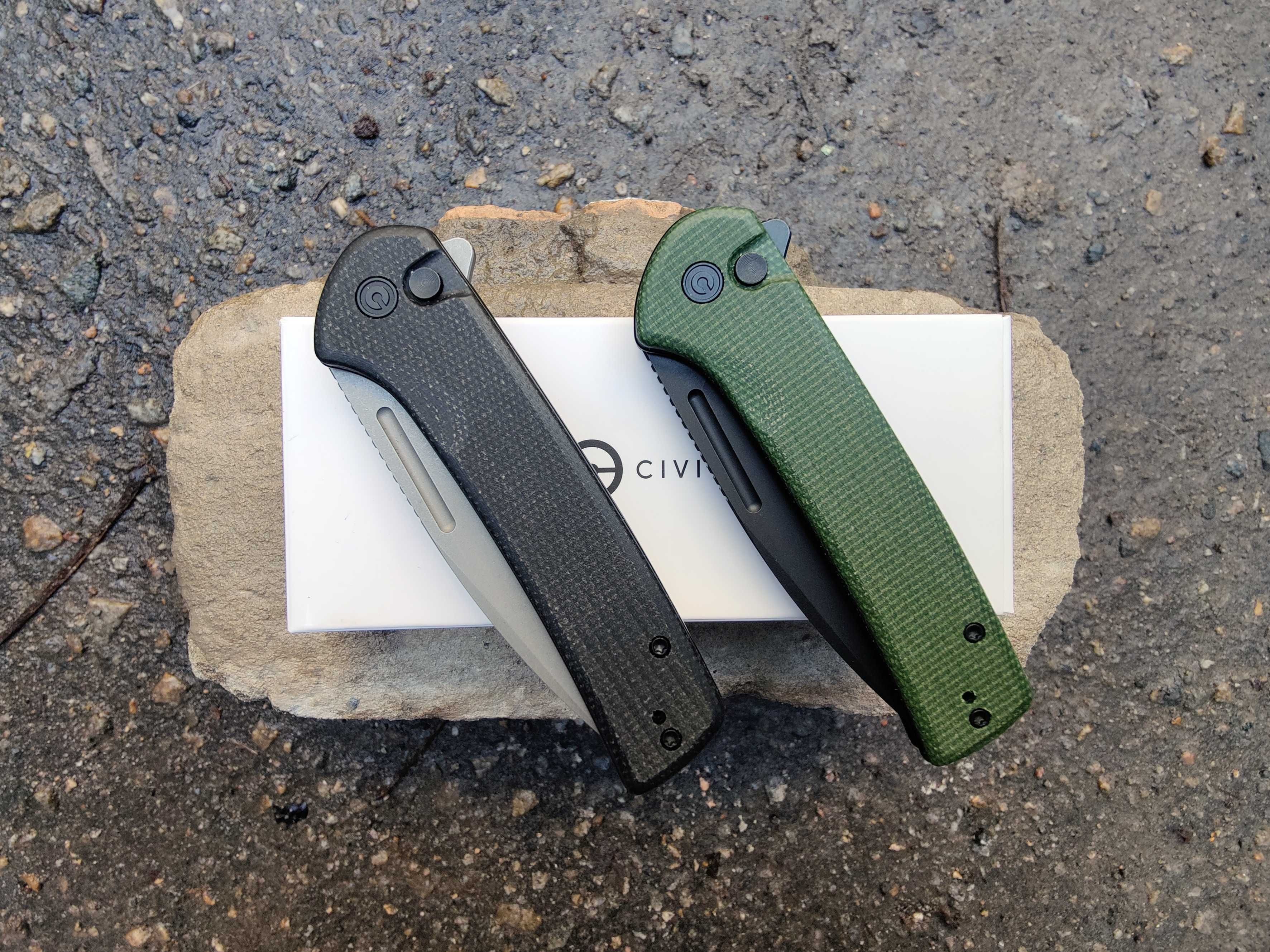 Складной нож CIVIVI Conspirator Button Lock Green/Black Micarta