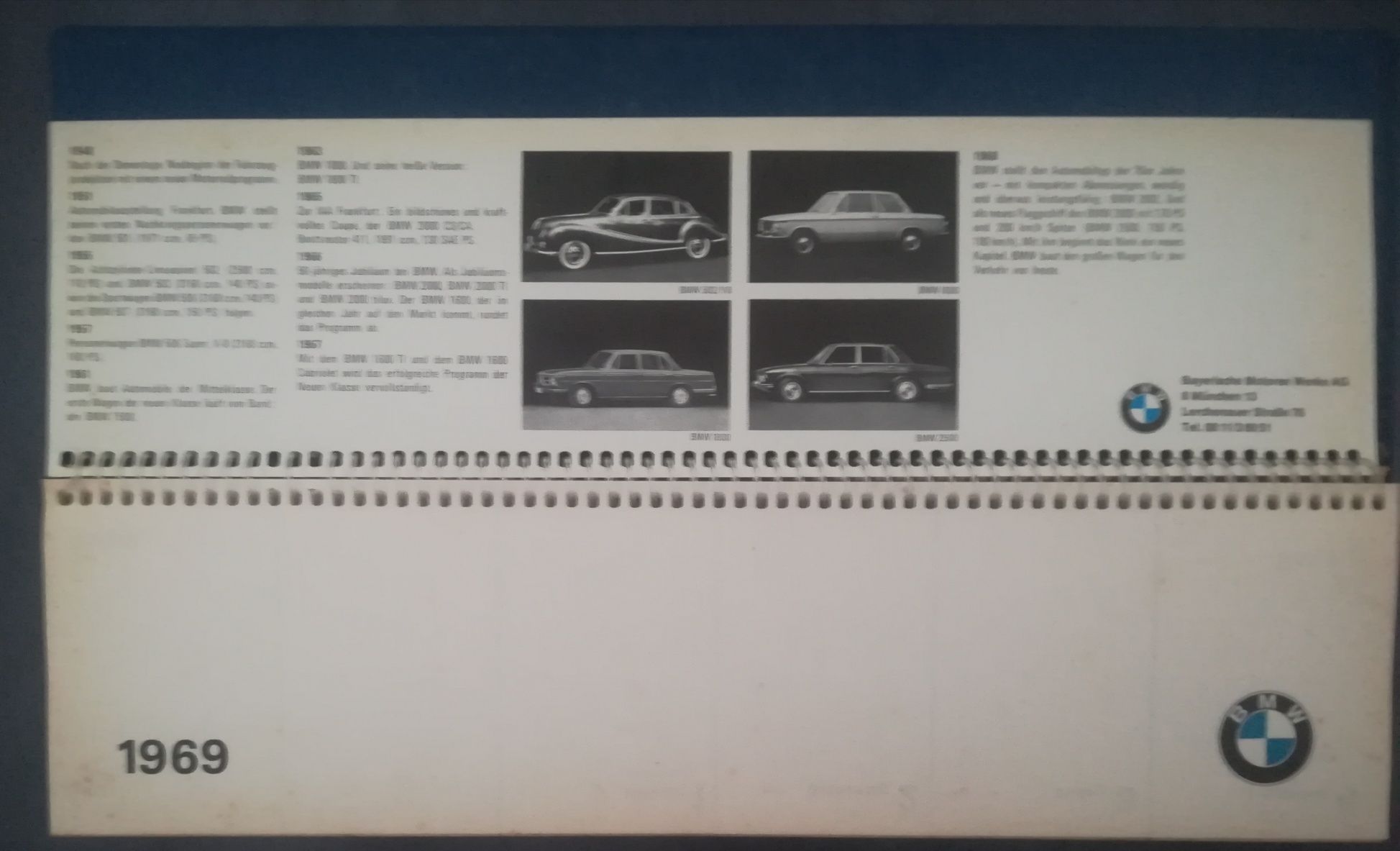 Agenda BMW para colecionadores 1969