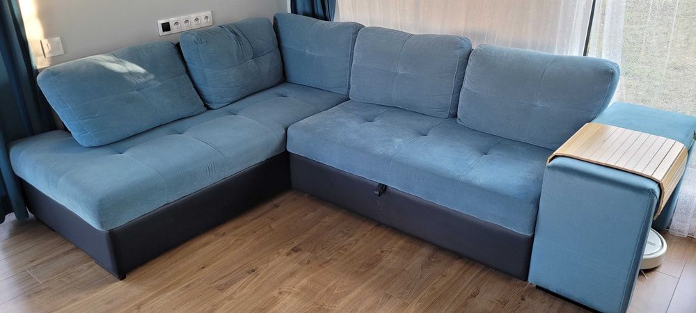 Sofa narożnik rogówka turkusowa