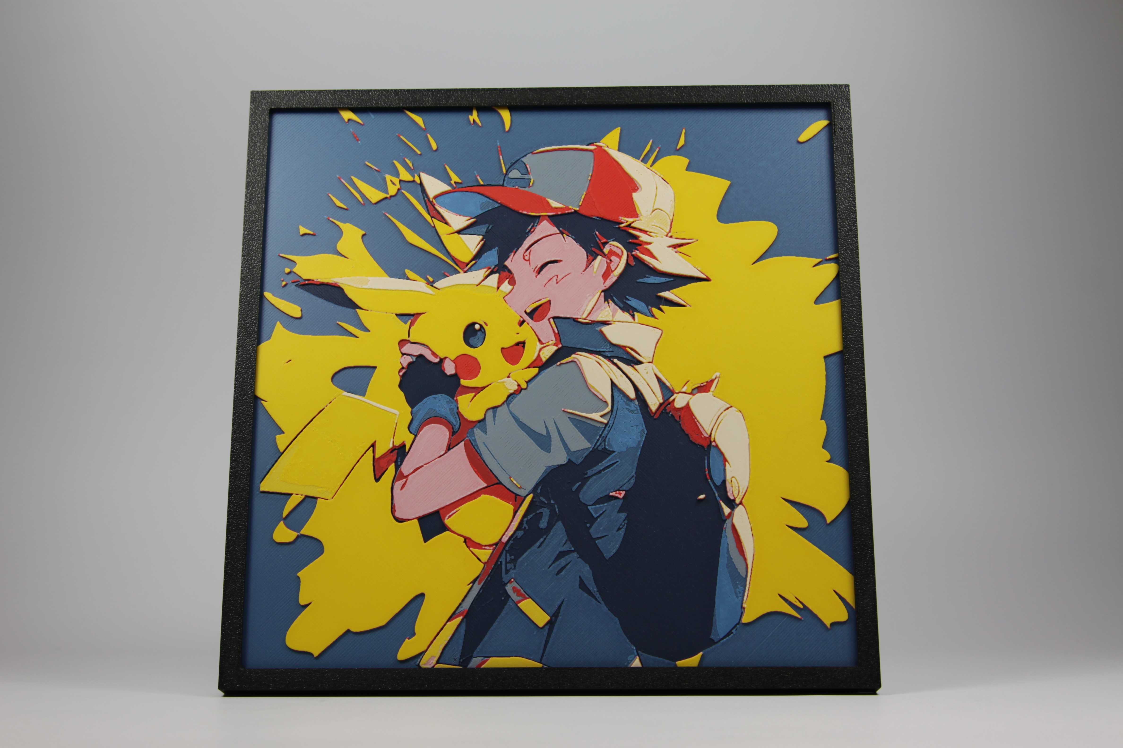 Hueforge Pokémon - Ash & Pikachu – Legendarna Przyjaźń Grafika 3D!