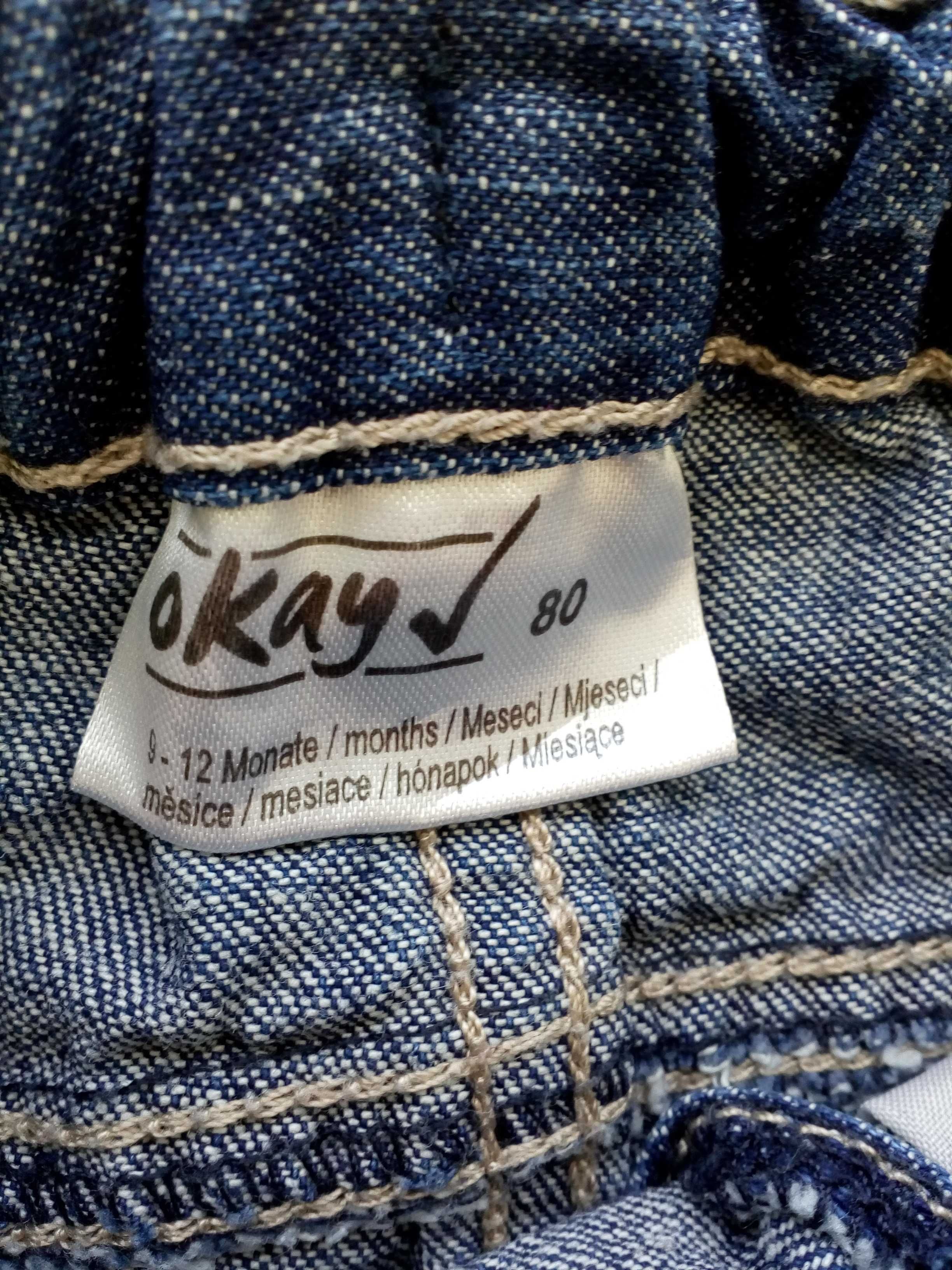 Regulowane spodnie jeansowe jeansy Okay 80 jeansy kokardki jak nowe