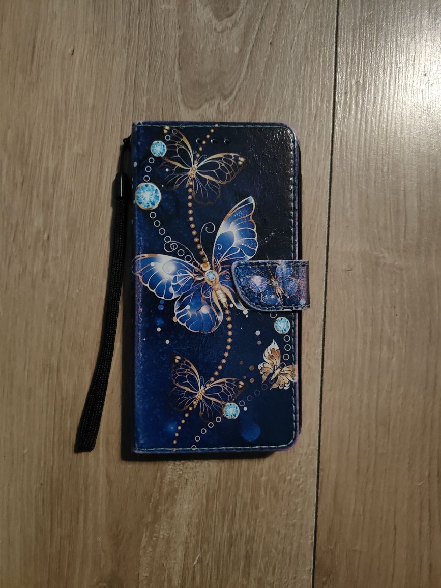 Etui z klapką motyle do telefonu Samsung Galaxy A30e brylanty granat