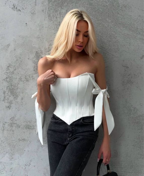 Корсет топ корсетний чорний білий червоний блакитний